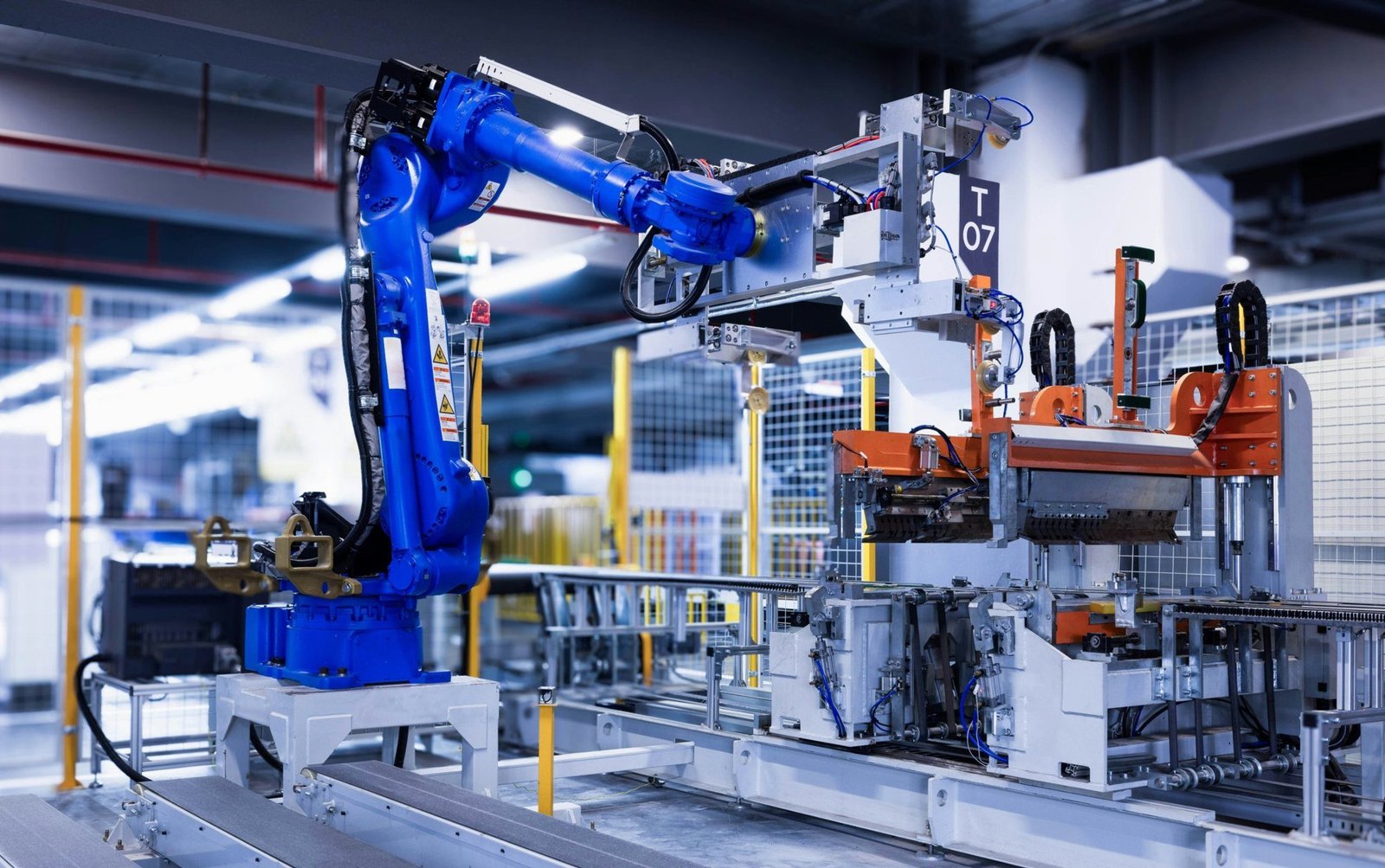 A robotic arm on a manufacturing line